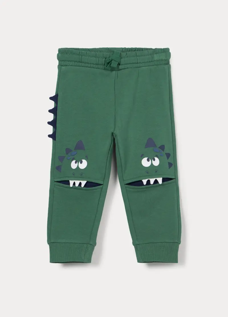 Jogger In French Terry Di Puro Cotone Bimbo, Bambino, Verde smeraldo