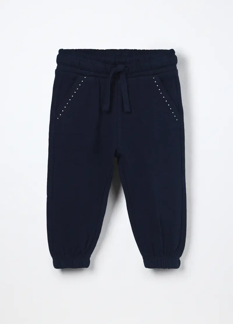 Jogger In French Terry Di Puro Cotone Neonata, Bambina, Blu scuro