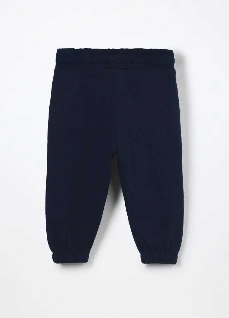 Jogger In French Terry Di Puro Cotone Neonata, Bambina, Blu scuro miniatura 2