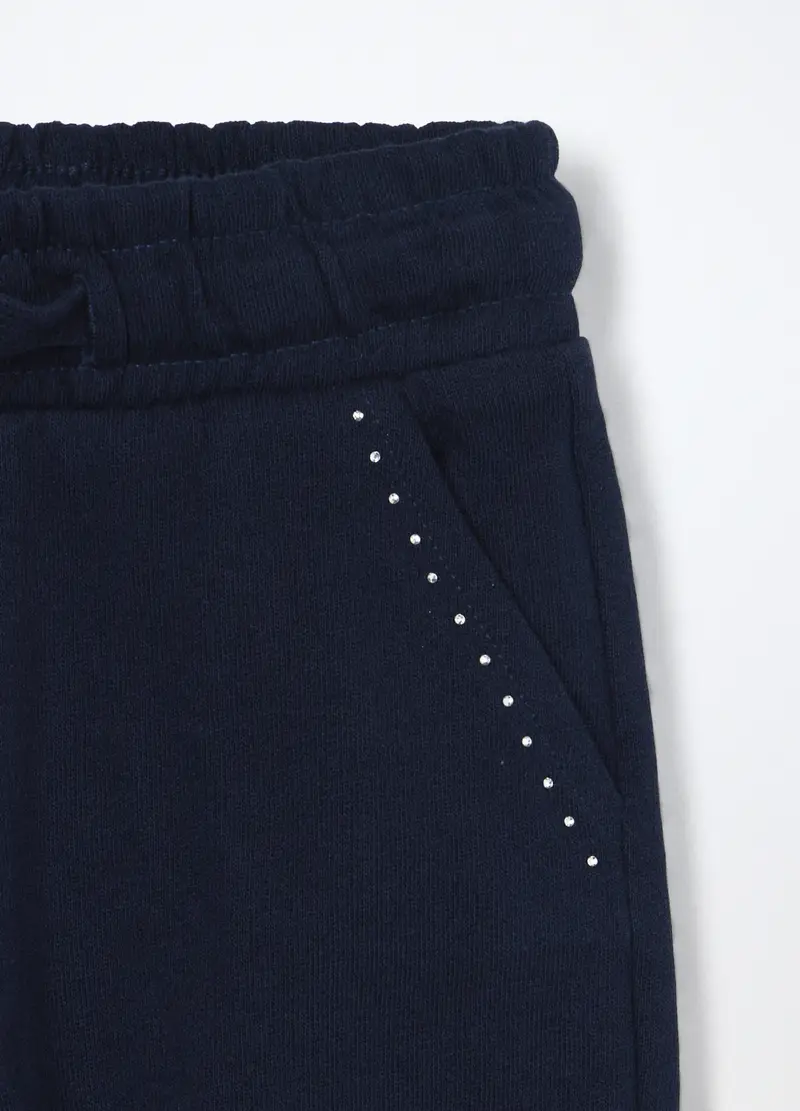 , Jogger In French Terry Di Puro Cotone Neonata, Bambina, Blu scuro miniatura 3