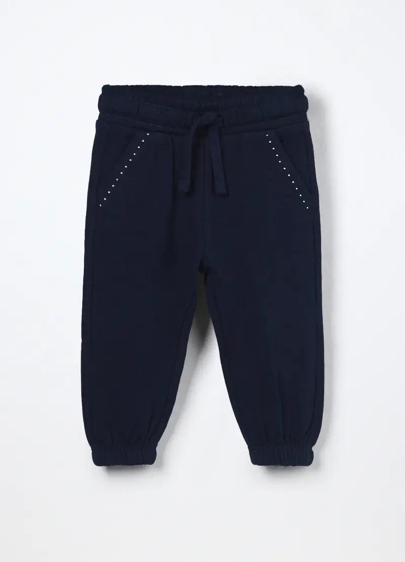 Jogger In French Terry Di Puro Cotone Neonata, Bambina, Blu scuro