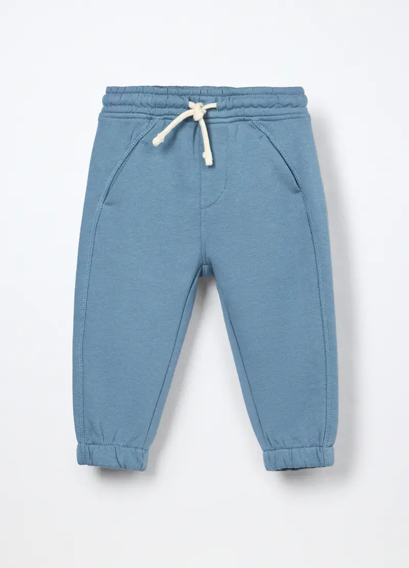 Jogger In French Terry Di Puro Cotone Neonato, Bambino, Azzurro chiaro