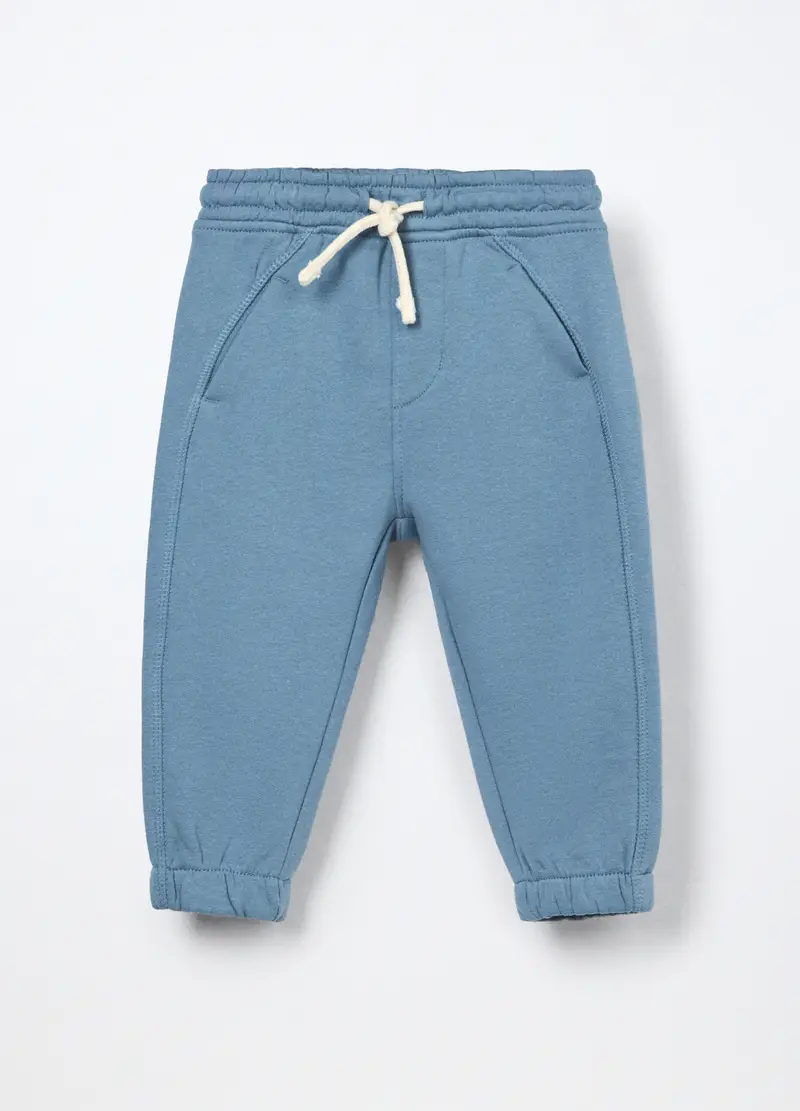 Jogger In French Terry Di Puro Cotone Neonato, Bambino, Azzurro chiaro