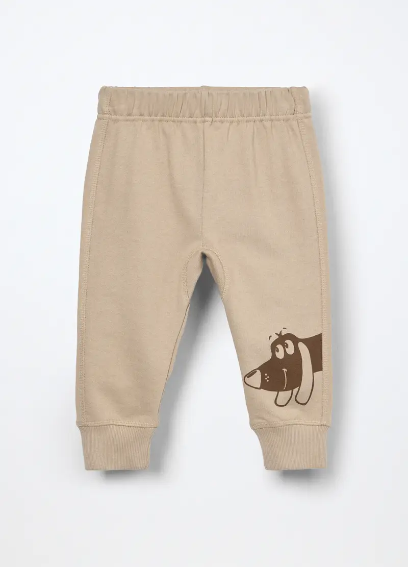 Jogger In French Terry Di Puro Cotone Neonato, Bambino, Beige chiaro