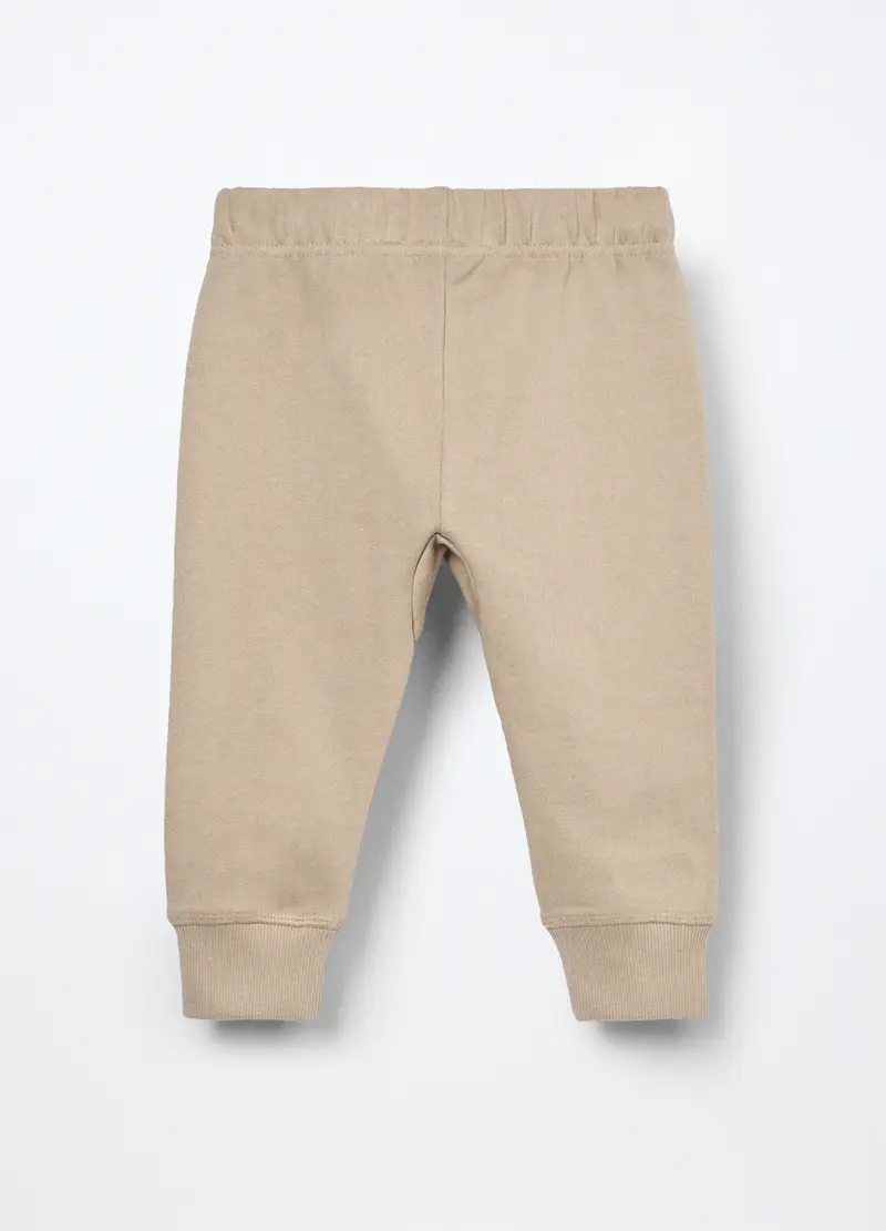 Jogger In French Terry Di Puro Cotone Neonato, Bambino, Beige chiaro miniatura 2