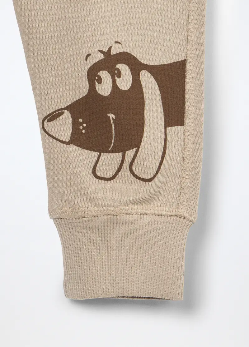 Jogger In French Terry Di Puro Cotone Neonato, Bambino, Beige chiaro miniatura 3