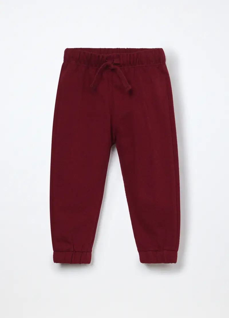 Jogger In French Terry Di Puro Cotone Neonato, Bambino, Rosso scuro
