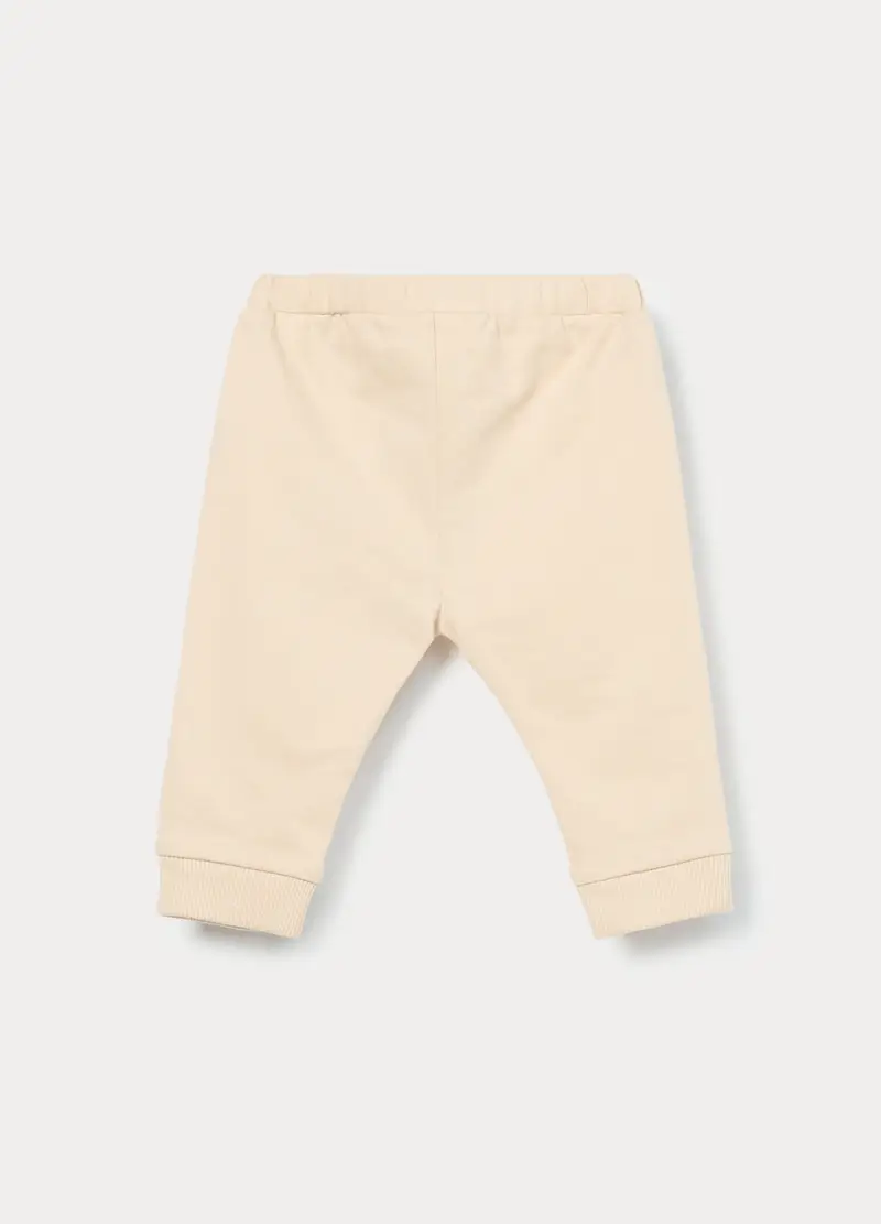Jogger In French Terry Di Puro Cotone Neonato, Bianco avorio miniatura 2