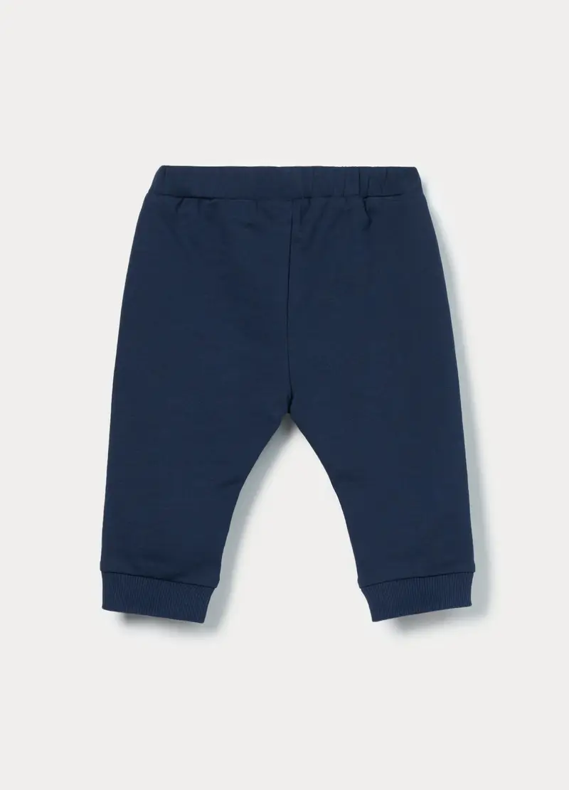 Jogger In French Terry Di Puro Cotone Neonato, Blu scuro miniatura 2