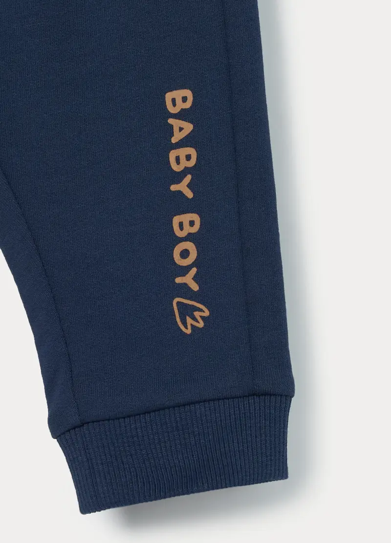 Jogger In French Terry Di Puro Cotone Neonato, Blu scuro miniatura 3