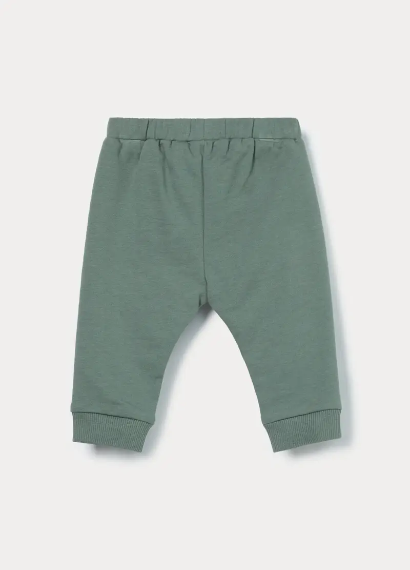 Jogger In French Terry Di Puro Cotone Neonato, Verde bosco miniatura 2