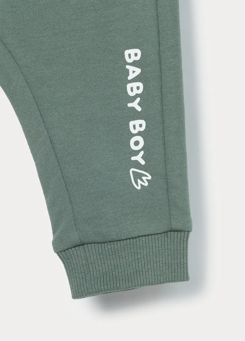Jogger In French Terry Di Puro Cotone Neonato, Verde bosco miniatura 3