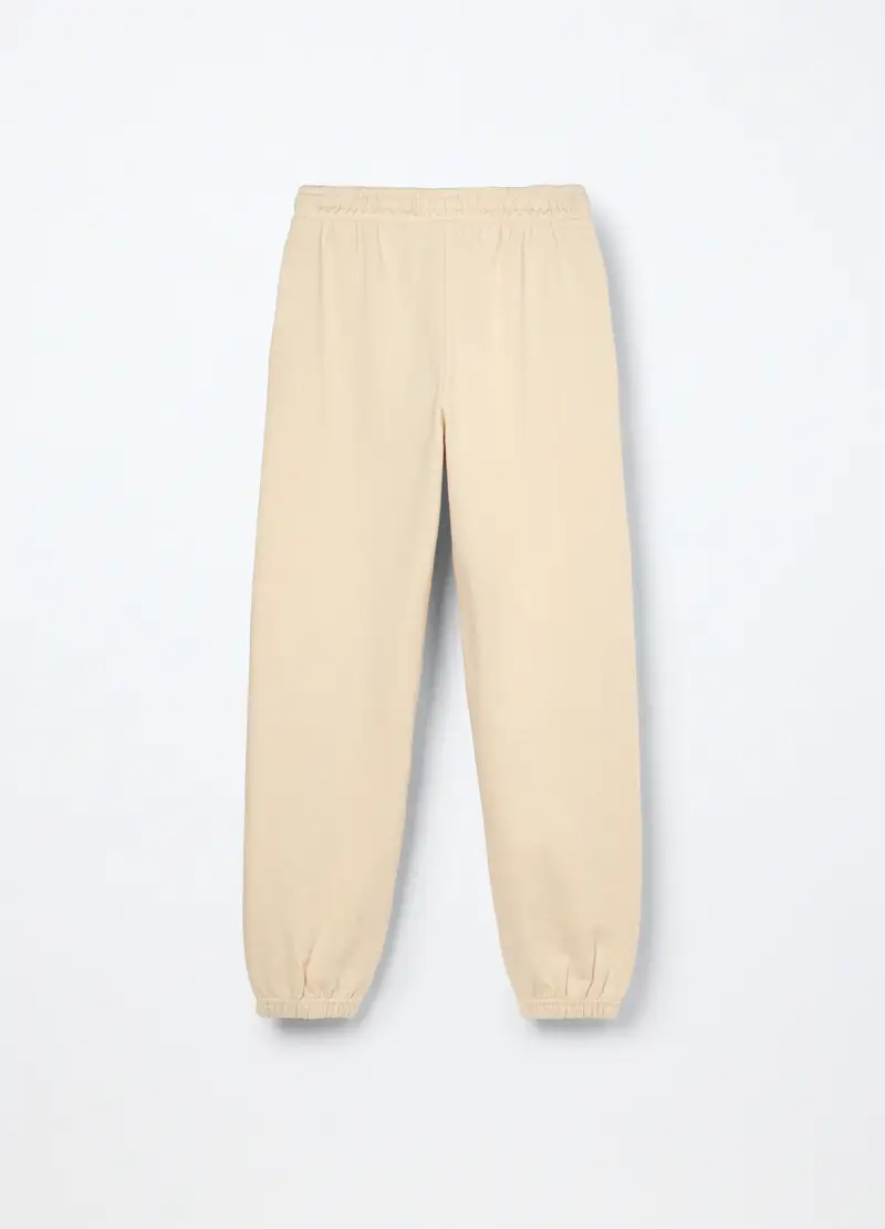Jogger In French Terry Di Puro Cotone Ragazza, Bambina, Beige chiaro miniatura 2