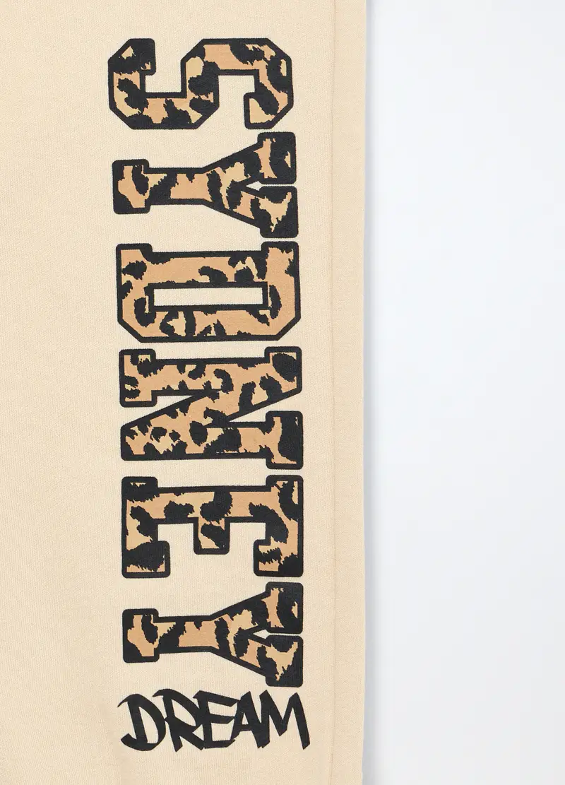 Jogger In French Terry Di Puro Cotone Ragazza, Bambina, Beige chiaro miniatura 3