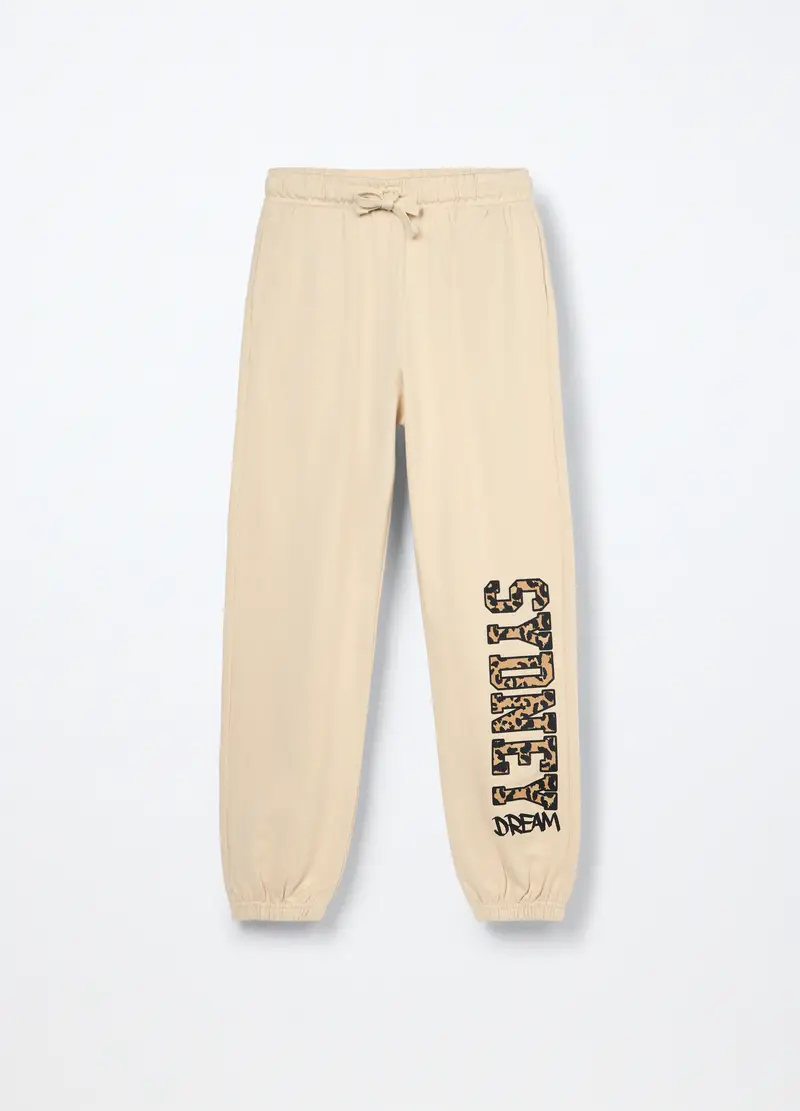 Blukids, Jogger In French Terry Di Puro Cotone Ragazza, Bambina, Beige chiaro, Taglia: 10-11