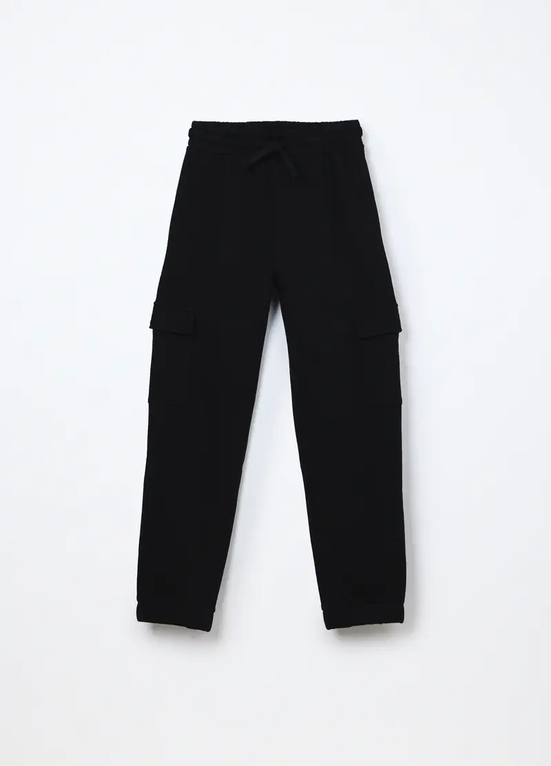 Jogger In French Terry Di Puro Cotone Ragazza, Bambina, Nero