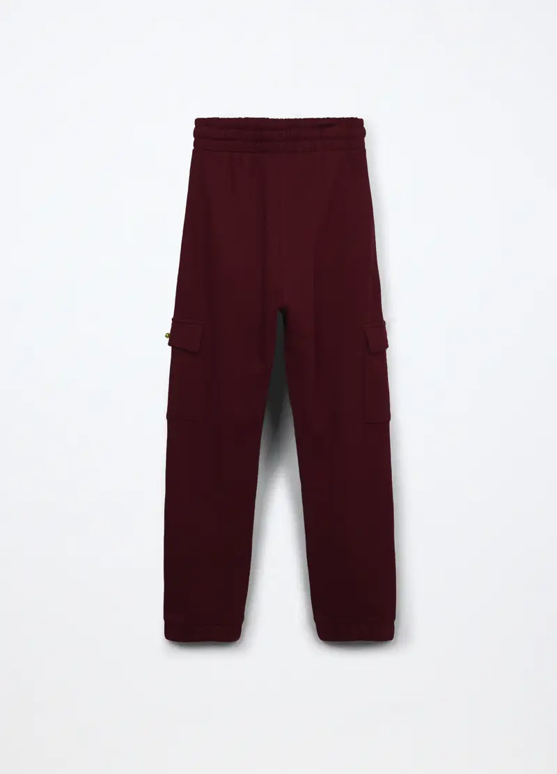 Jogger In French Terry Di Puro Cotone Ragazza, Bambina, Rosso scuro miniatura 2