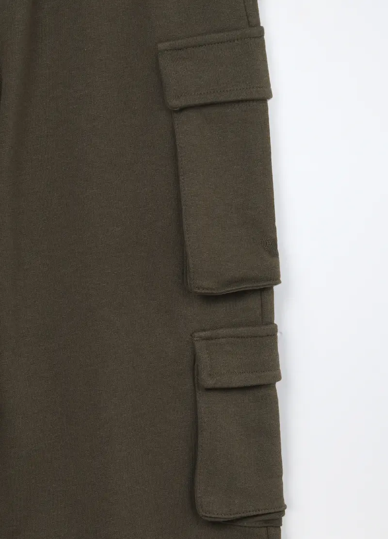 Jogger In French Terry Di Puro Cotone Ragazza, Bambina, Verde oliva miniatura 3