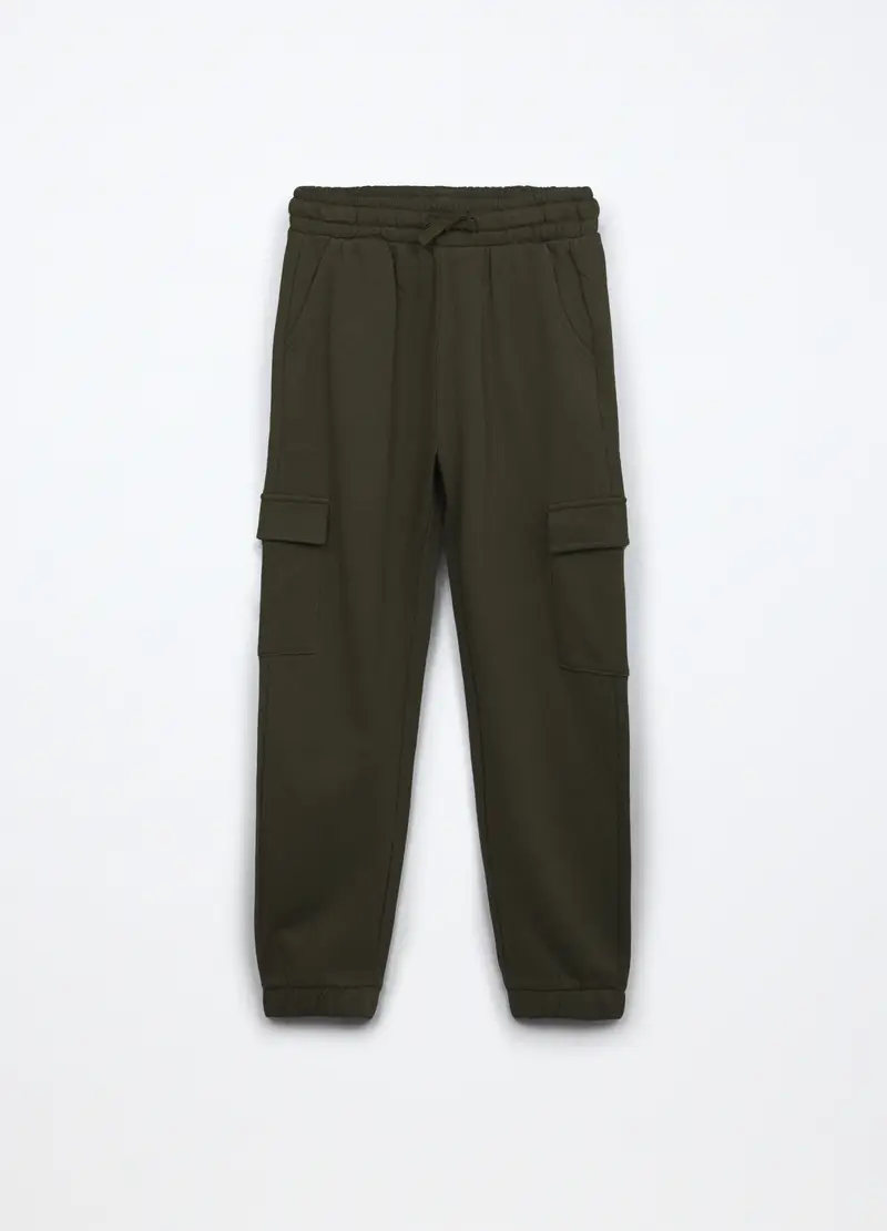 Jogger In French Terry Di Puro Cotone Ragazza, Bambina, Verde scuro