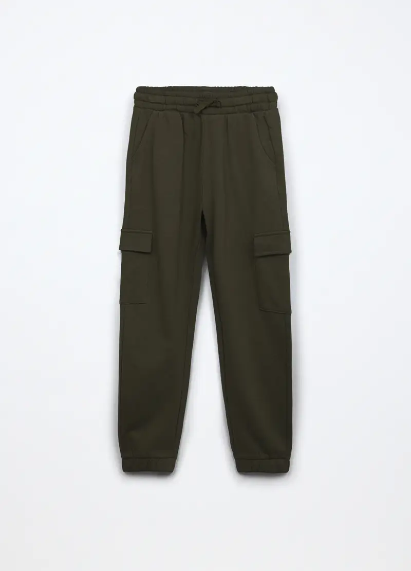 Jogger In French Terry Di Puro Cotone Ragazza, Bambina, Verde scuro