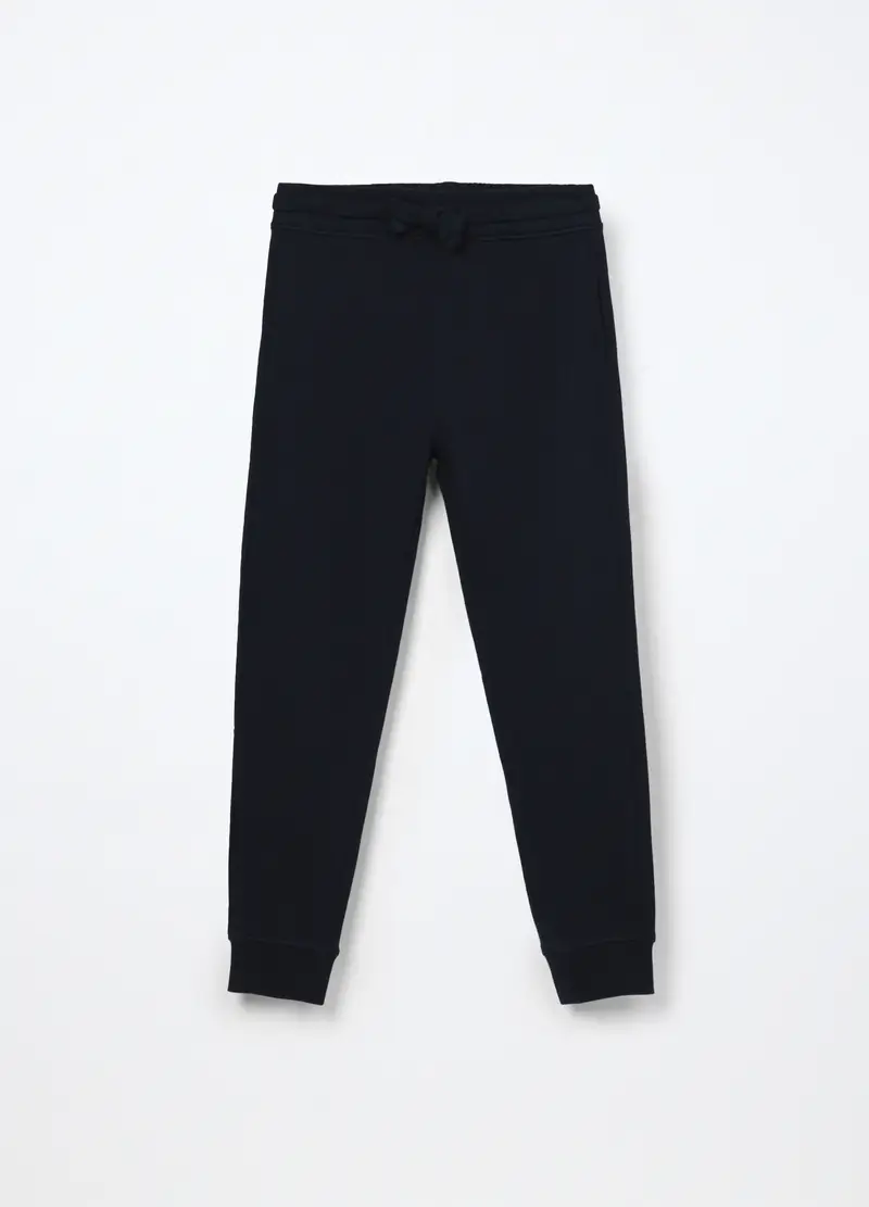 Jogger In French Terry Di Puro Cotone Ragazzo, Bambino, Blu scuro