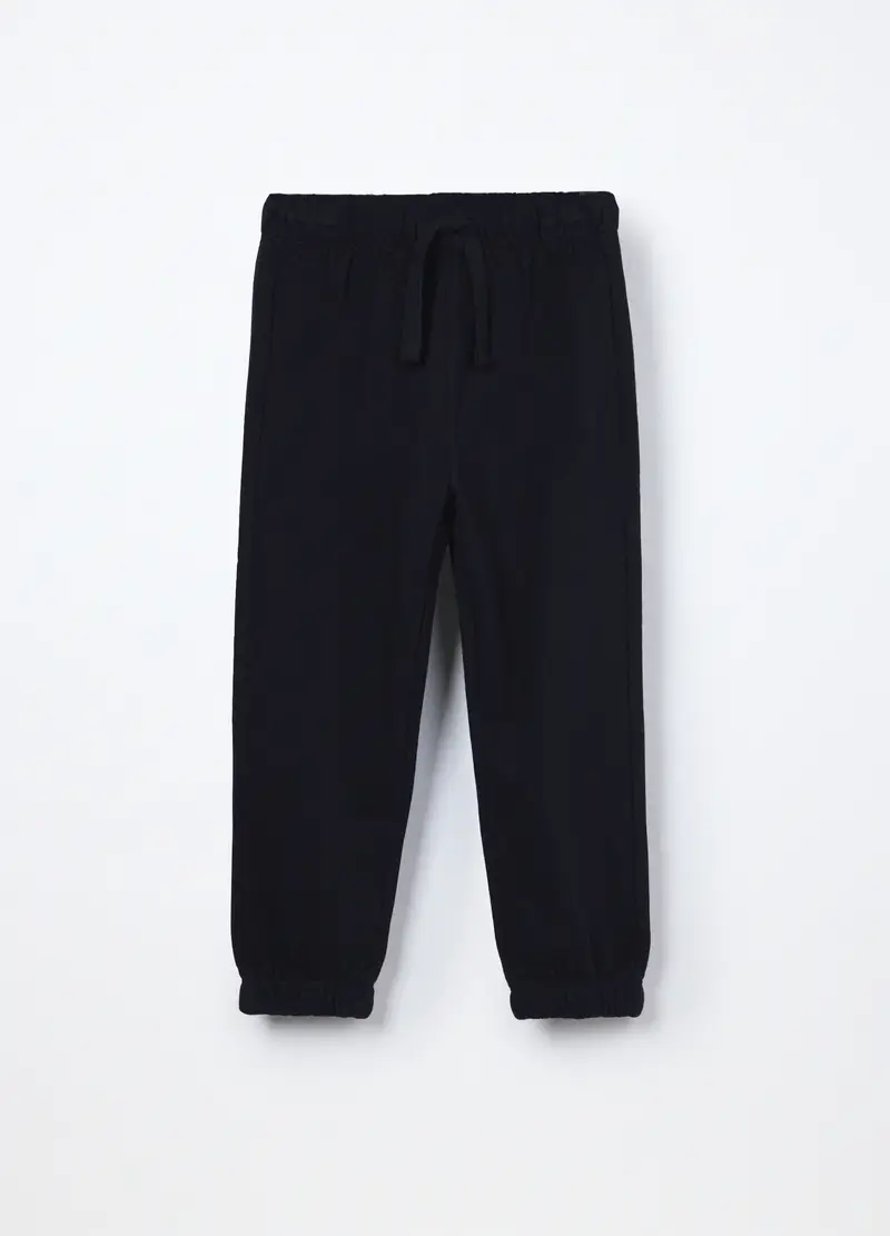 Jogger In French Terry Di Puro Cotone Ragazzo, Bambino, Blu scuro