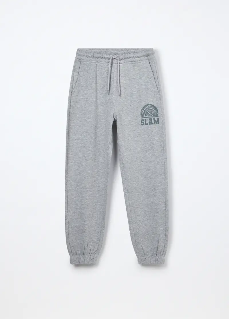 Jogger In French Terry Di Puro Cotone Ragazzo, Bambino, Grigio chiaro