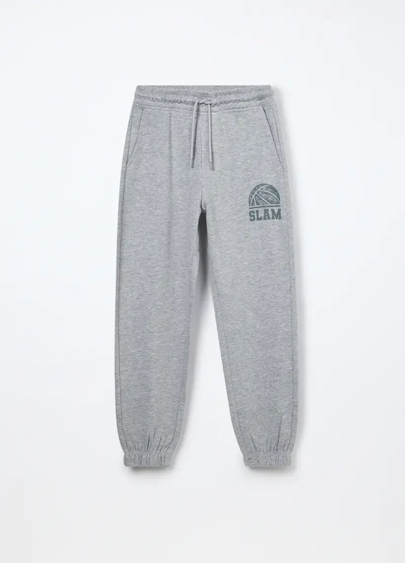 Jogger In French Terry Di Puro Cotone Ragazzo, Bambino, Grigio chiaro