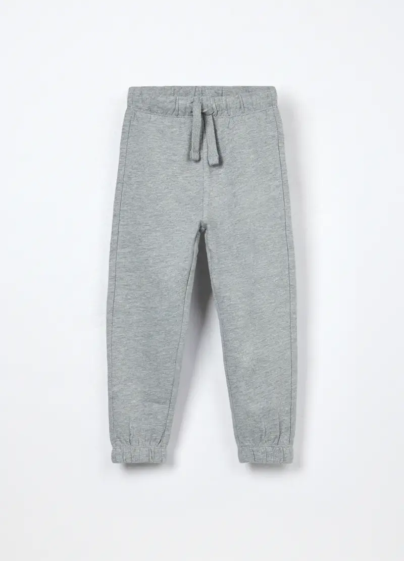 Jogger In French Terry Di Puro Cotone Ragazzo, Bambino, Grigio chiaro melange
