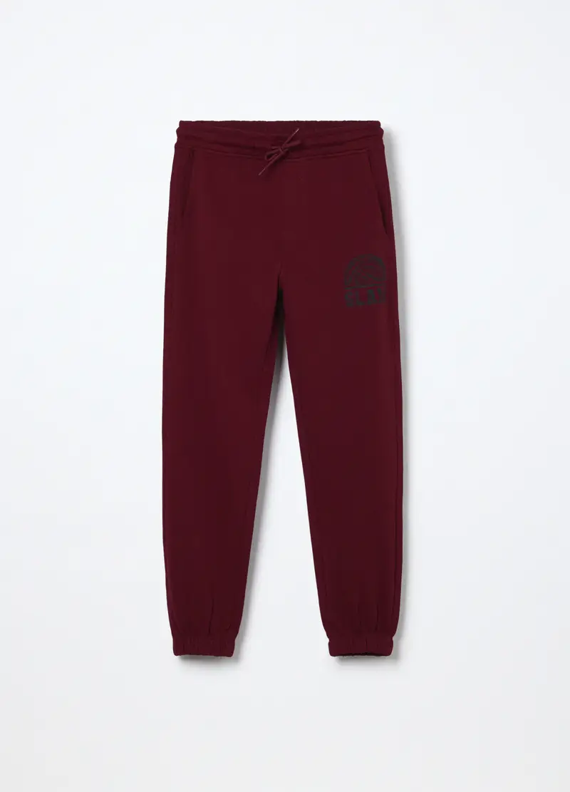 Jogger In French Terry Di Puro Cotone Ragazzo, Bambino, Rosso scuro
