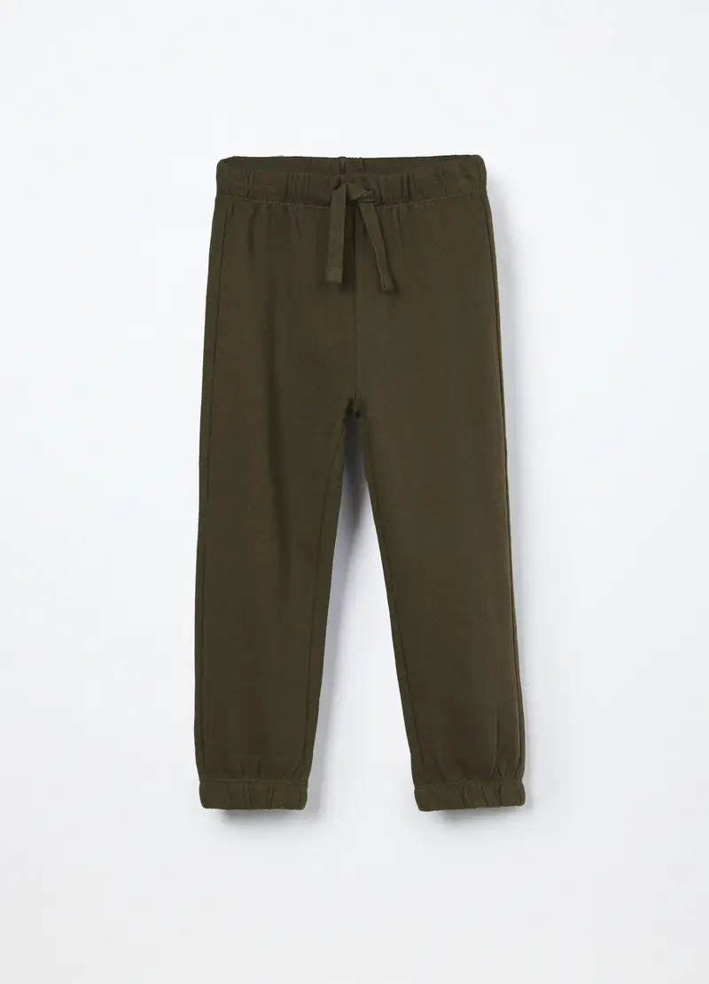 Jogger In French Terry Di Puro Cotone Ragazzo, Bambino, Verde militare