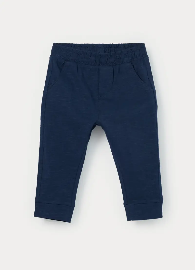 Jogger In Jersey Slub Di Puro Cotone Bimbo, Bambino, Blu Bluette