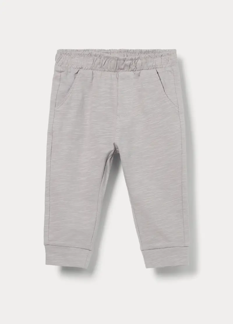 Jogger In Jersey Slub Di Puro Cotone Bimbo, Bambino, Grigio chiaro