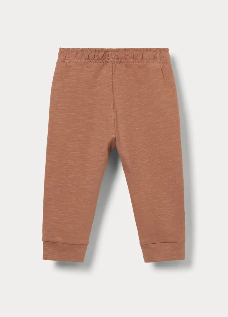 Jogger In Jersey Slub Di Puro Cotone Bimbo, Bambino, Marrone cognac miniatura 2