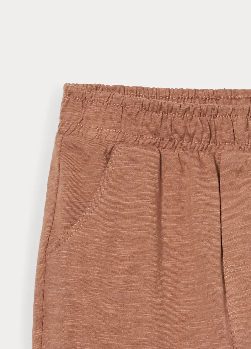 Jogger In Jersey Slub Di Puro Cotone Bimbo, Bambino, Marrone cognac miniatura 3