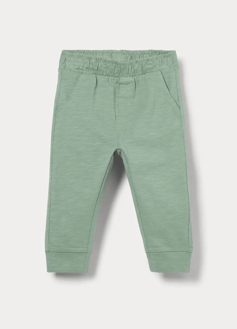Jogger In Jersey Slub Di Puro Cotone Bimbo, Bambino, Verde chiaro
