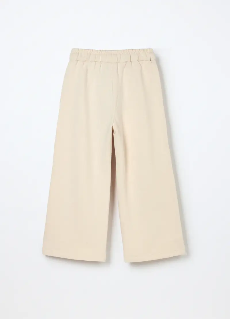 Jogger In Misto Cotone Fleece Bambina, Bianco avorio miniatura 2