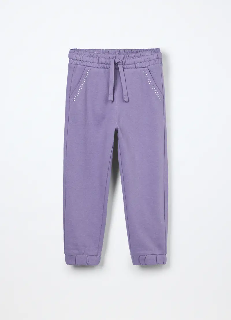 Jogger In Puro Cotone Bambina, Viola lilla