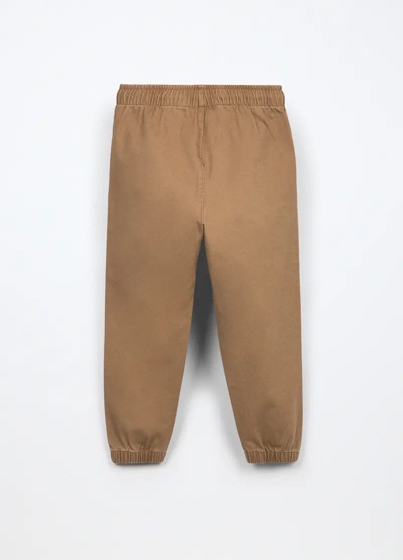 Jogger In Puro Cotone Bambino, Beige chiaro miniatura 2