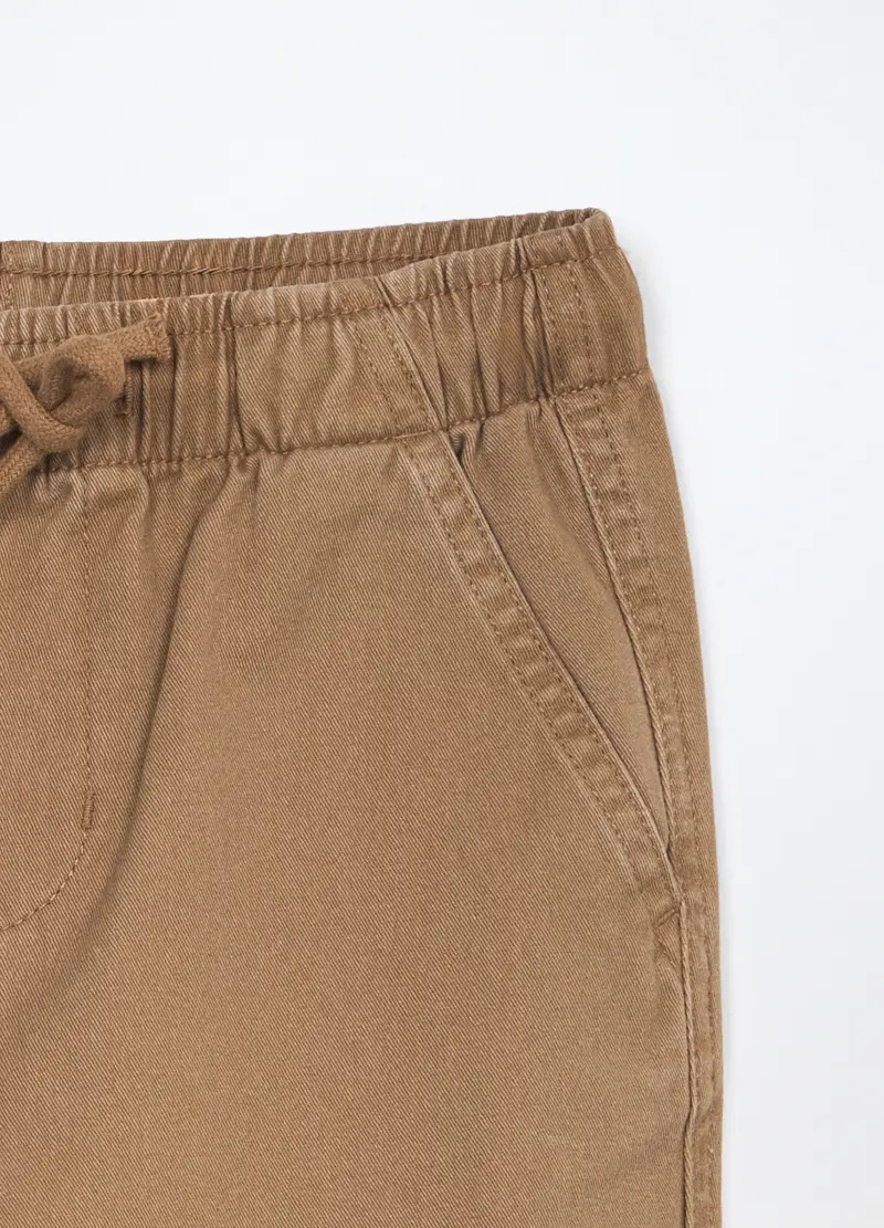 Jogger In Puro Cotone Bambino, Beige chiaro miniatura 3