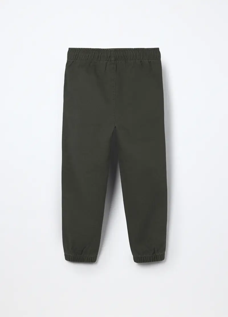 Jogger In Puro Cotone Bambino, Verde militare miniatura 2