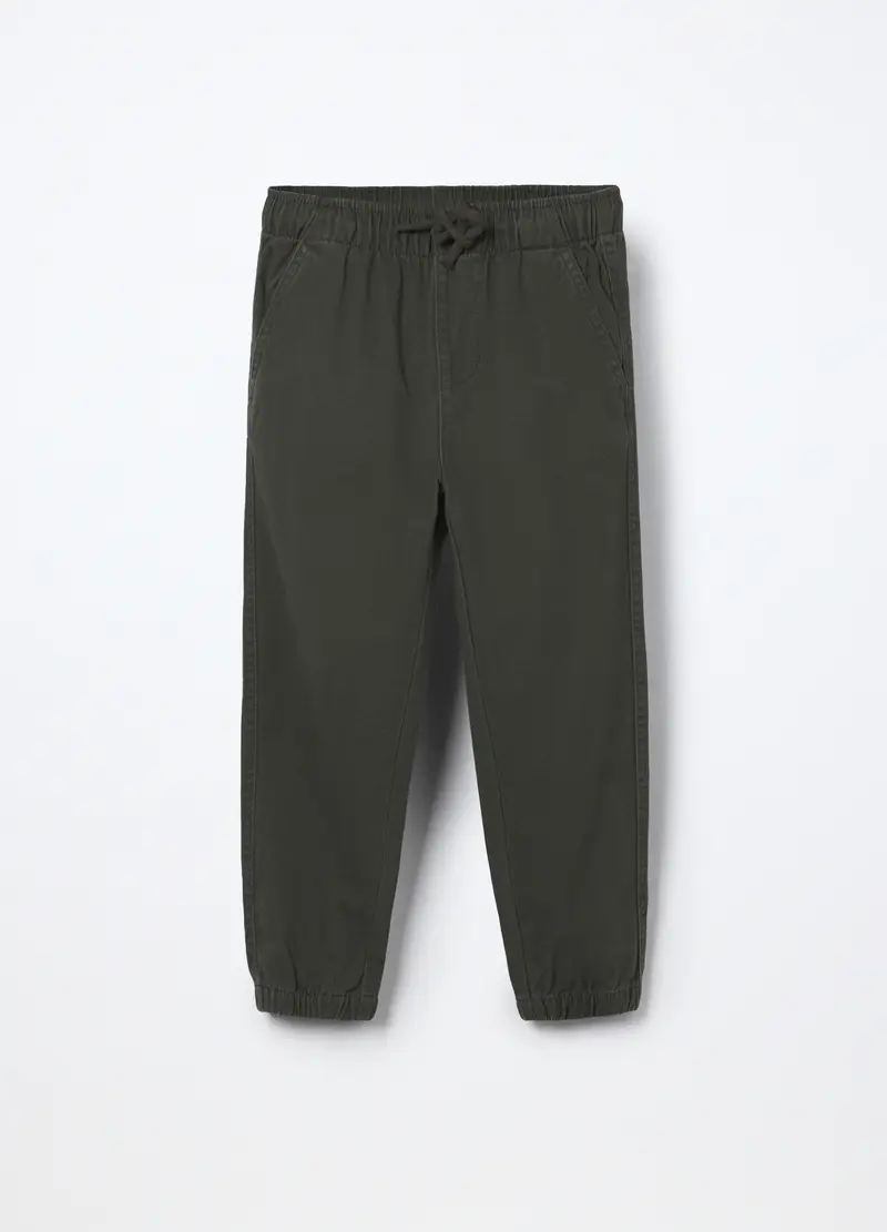 Jogger In Puro Cotone Bambino, Verde militare