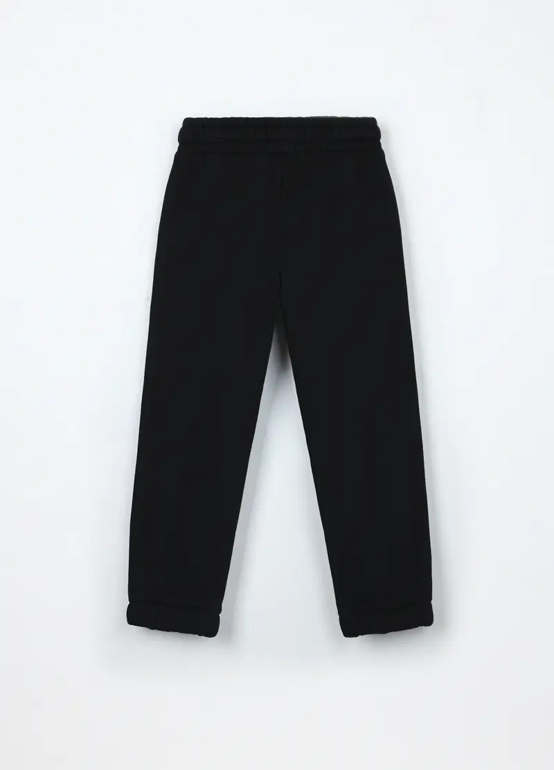 Jogger In Puro Cotone Fleece Bambina, Nero miniatura 2