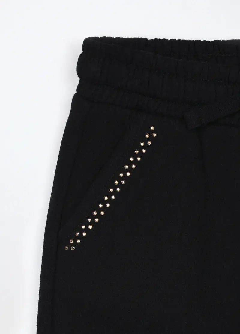 Jogger In Puro Cotone Fleece Bambina, Nero miniatura 3