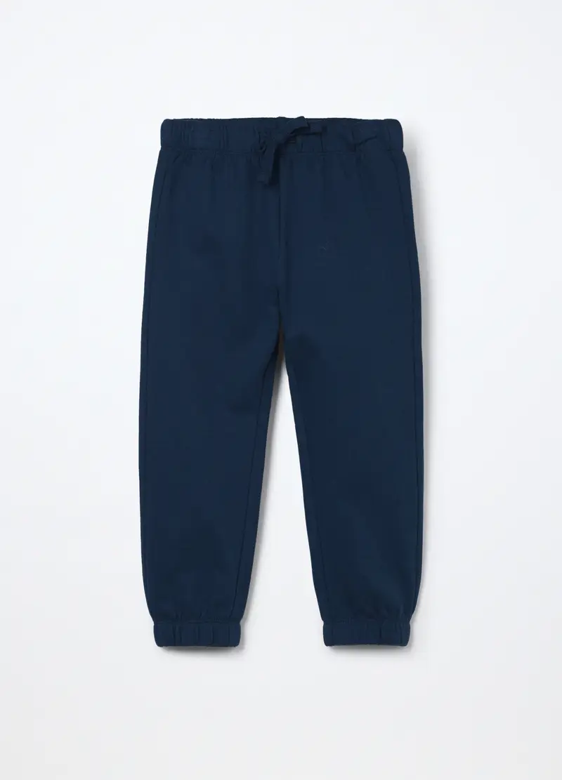 Jogger In Puro Cotone Fleece Bambino, Blu scuro