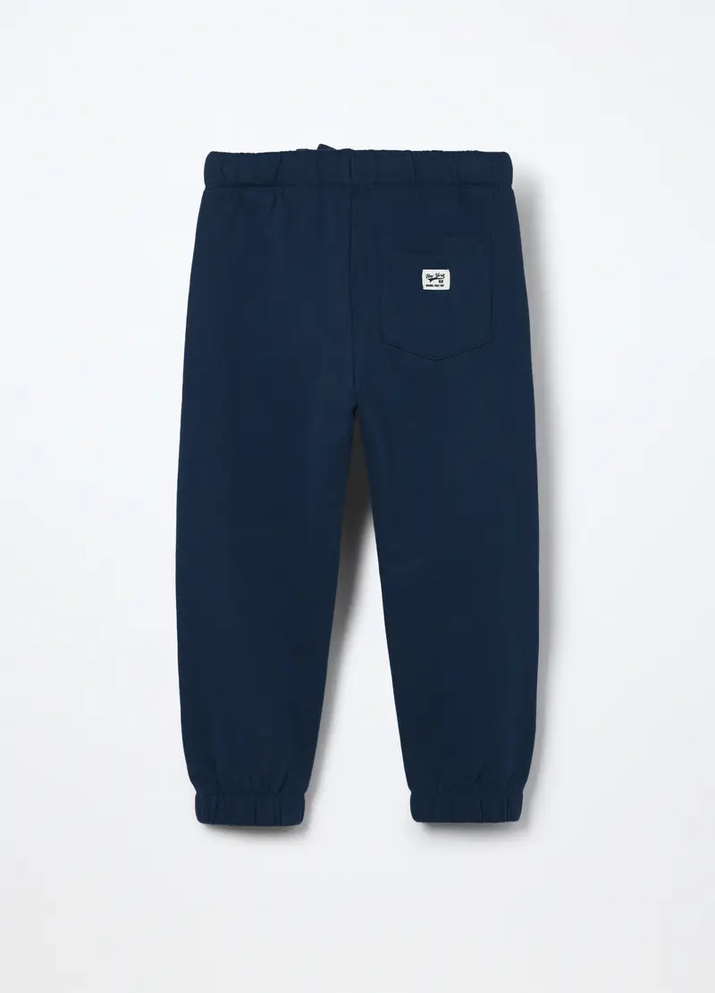 Jogger In Puro Cotone Fleece Bambino, Blu scuro miniatura 2