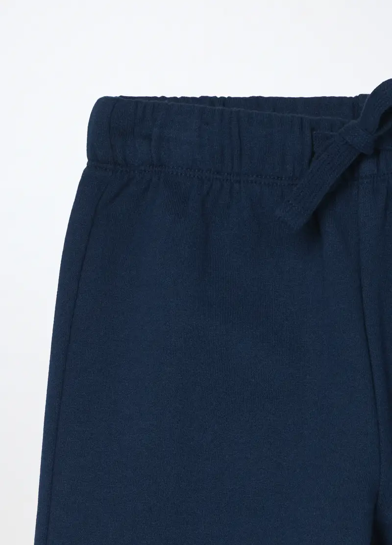 Jogger In Puro Cotone Fleece Bambino, Blu scuro miniatura 3