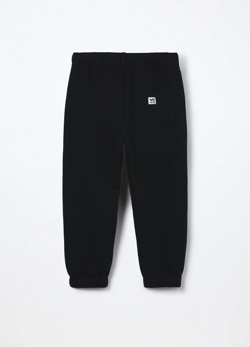 Jogger In Puro Cotone Fleece Bambino, Nero miniatura 2
