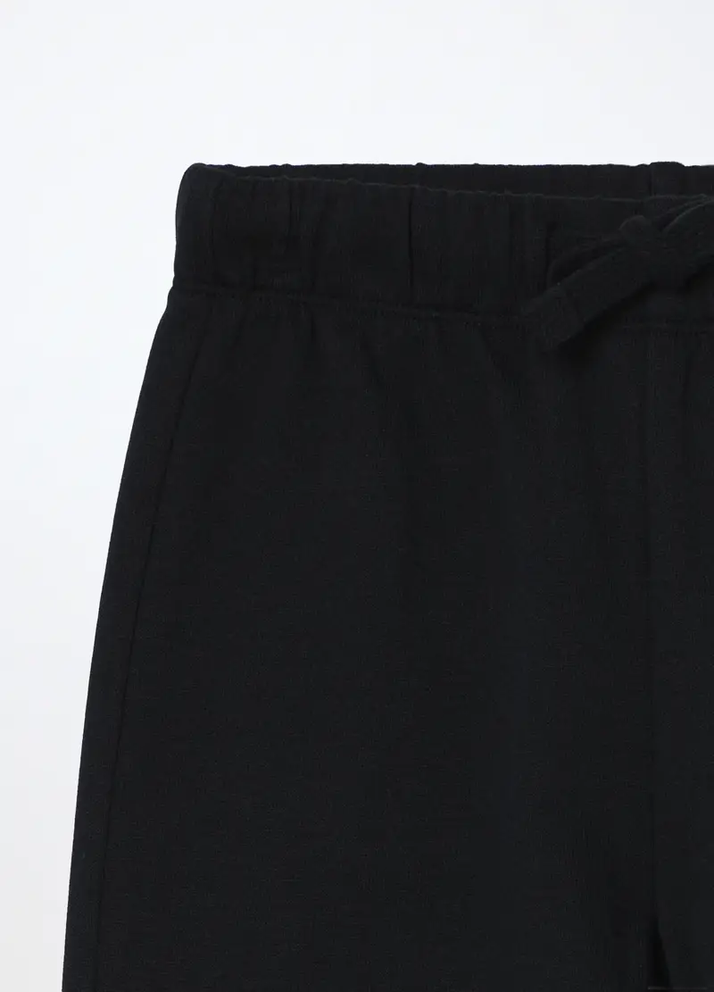 Jogger In Puro Cotone Fleece Bambino, Nero miniatura 3