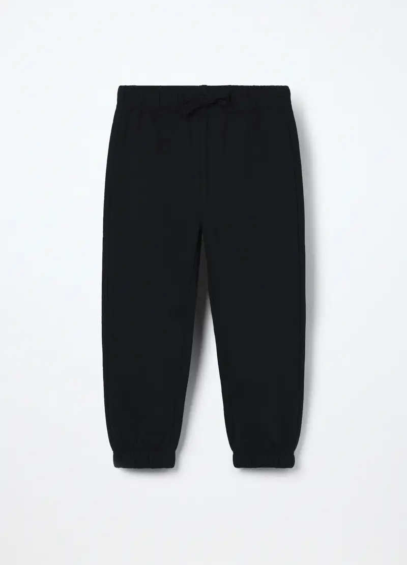 Jogger In Puro Cotone Fleece Bambino, Nero